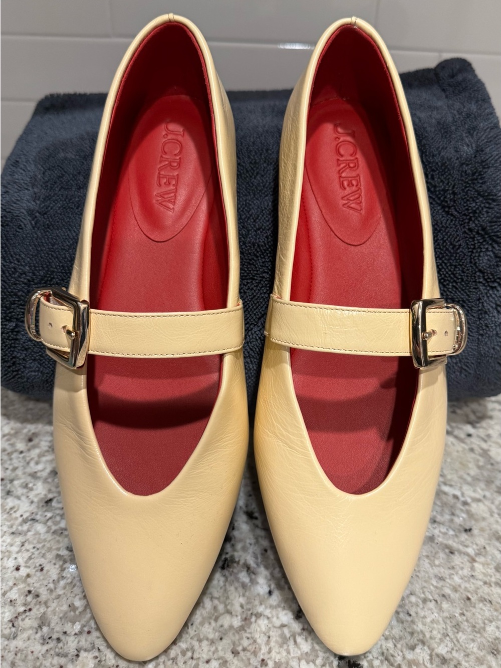J. Crew Bea Mary Jane ballet flats in candlelight soft yellow leather